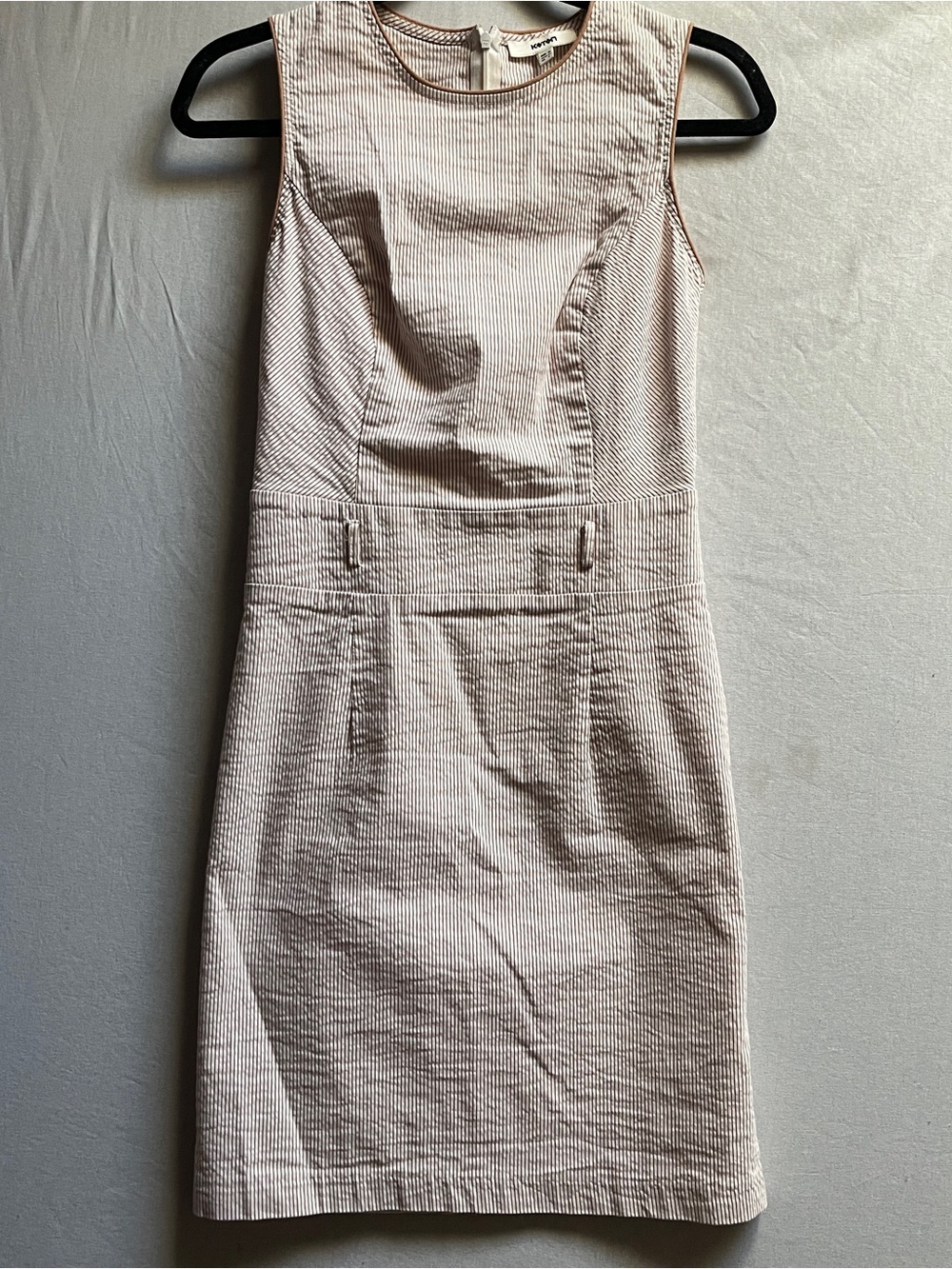 Kotn Sleeveless Cream-Striped Sheath Dress S